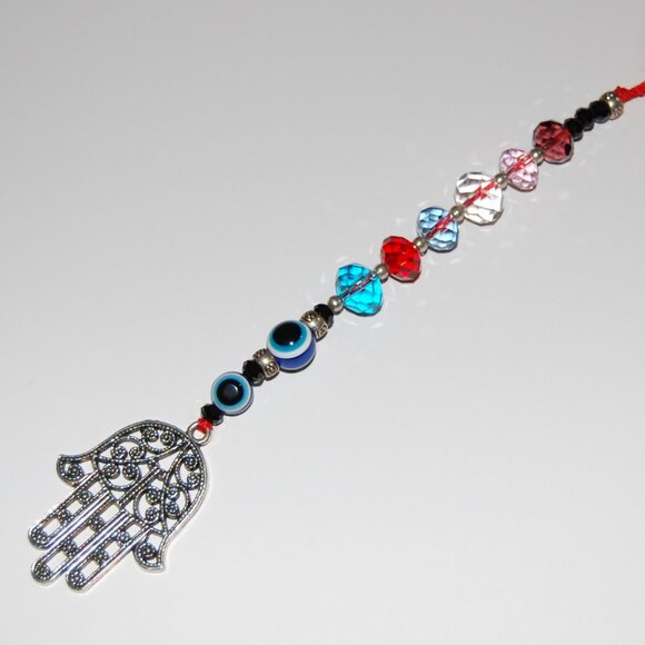 Hamsa Hand keychain,Evil Eye Wall Decor,Car Hanging Ornament,Fatima Hand Gift - Picture 1 of 2